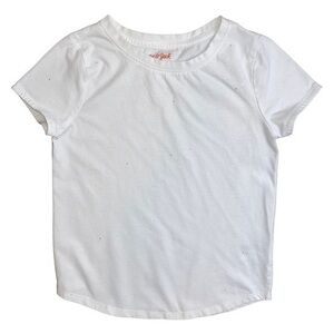 3/$15 Cat & Jack Girls White with Sparkles Short Sleeve T-Shirt Size Medium 7/8